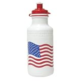 California Springs Cycling Water Bottle, 22 oz, White with US Flag