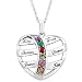 Sterling Silver Mothers Name & Birthstone Heart Necklace