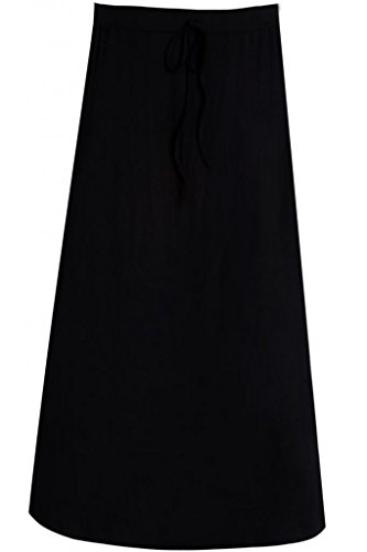 RezenDo　2015 春夏　大人 かわいい　 レディース スカート マキシスカート ロングスカート　ウエストゴム　コットン　上品　無地　着痩せ　ゆったり　カジュアル　　エレガント スタイル に !　ブラック　黒　サイズフリー