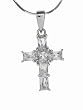 Sterling Silver Gem-Set Clear CZ Cross Pendant with Snake Chain