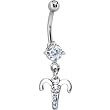 Cubic Zirconia Zodiac Aries Dangle Belly Ring