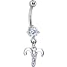 Cubic Zirconia Zodiac Aries Dangle Belly Ring