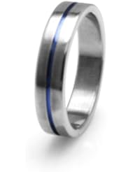 5mm Gray Titanium Ring with Double Grooved Colored Anodized Color Inlay
