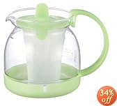 iwaki パイレックス レンジのポット・お茶 茶こし付き グリーン 640ml 854-G1