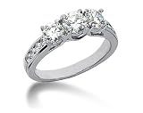 1.46CTW Diamond Three Stone Ring with Side Stones in Platinum