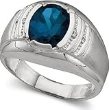 Created Sapphire Gents Ring in 10K White Gold
