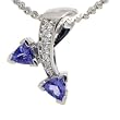 14K White Gold Tanzanite and Diamond Pendant