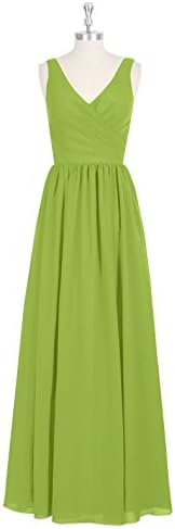 Concise A-line Clover Bridesmaid Dresses Chiffon V Neckline Zipper Up Back