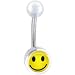 Clear SMILEY FACE Logo Belly Button Ring