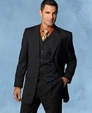 Alfani Three-Button Black Pinstripe Wool Blazer