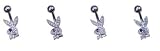Silver Playboy bunny belly ring with black eye