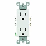 15 Amp 125 Volt, Tamper Resistant, Decora Duplex Receptacle, Straight Blade, Grounding, Brown/Almond/Black/Ivory/Light Almond/White/Gray, T5325