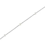 Sterling Silver 4 MM White Cultured Fresh Water Pearl Station Necklace
