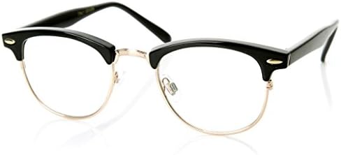 Sunglass Star Vintage Inspired Classic Half Frame Horn Rimmed Clear Lens