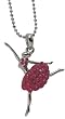 Elegant Dancing Ballerina in Hot Pink Crystal Tutu Necklace