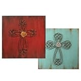 IMAGE OF SET Of 2 Religious Beaded Cross Decorative Wall Plaques by Casa Cristina