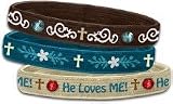 Bracelet-Stretch Bangle-He Loves Me (Set Of 3)