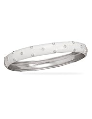 White Enamel and CZ Bangle Bracelet