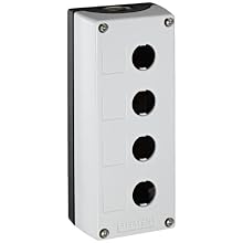 Siemens 3SB38 04-2AA3 Empty Enclosure, Metal, Used With Contact Blocks, Lampholders, 1 Pole Operator, 4 Holes