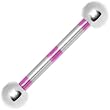 Silver Purple Striped Titanium Barbell Eyebrow Ring