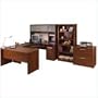 Bestar Monaco U-Shape Wood Office Set with Hutch in Tuscany Brown