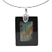 Abalone Inlayed on Black Obsidian Frame Polished Pendant - 34x44mm, Rectangle - 17'' Necklace (Magne