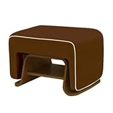 Nurseryworks Cole Ottoman in Mocha with Ecru Piping and Dark Legs