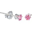 Sterling Silver 3mm Pink (October) Cubic Zirconia Stud Earrings