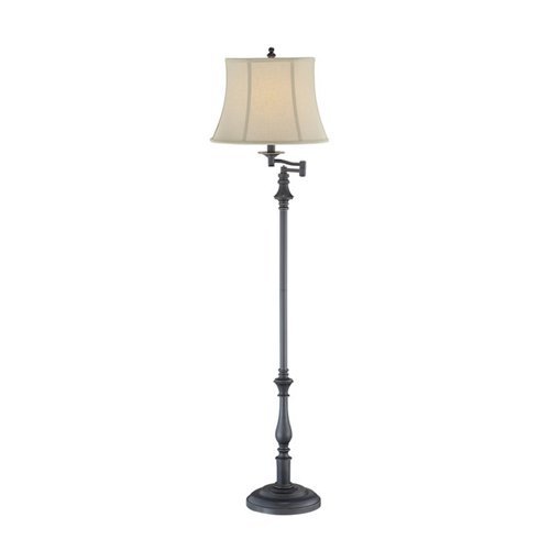 Lite Source LS-81832 Laurence Floor Lamp with Beige Fabric Shade, Dark Bronze On Sale