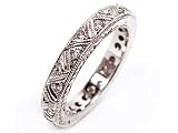Diamond Engraved Dome Wedding Band or Stacking Ring 18k White Gold, Ring Size 6, CTW 0.40