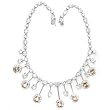 Rhodium Plated Brass Necklace with Clear/Champagne CZ, 18 Inches