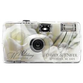 Personalized White Rose Wedding Camera - 12 Pack by 