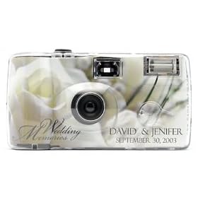 10 Pack Personalized White Rose Wedding Cameras - Matching Table Cards Included - 27 Exposures -... by Cameras For All Wedding Cameras