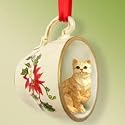 NEW! Tabby Red Cat Ornament Christmas Ornament Cup of Tea
