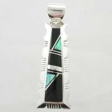 Sterling Silver, Black Onyx and Opal Inlaid Pendant by Delvin John, #9606