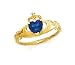 14k Heart Sapphire-Blue Birthstone Claddagh Ring - Size 7.0