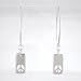 Rectangular PEACE Tag with Cut Out Design Dangle Earrings in Sterling Silver, #8370