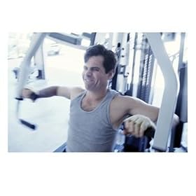Man Exercising on a Chest Expander, Fitness Photographic Poster Print, 24x18