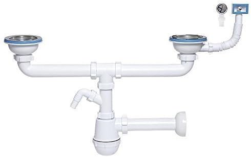 Double Kitchen Sink Bottle Drain Waste Trap 115mm Wash Machine Dish Washer Input by Tycn