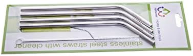 Tonware Stainless Steel Drinking Straws Pack of 4 with Cleaning Brush