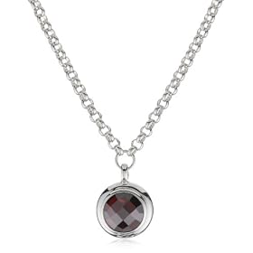 ELLE Jewelry Garnet-Colored Cubic Zirconia Round Sterling Sil