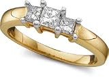 1/2 ctw Three Stone Princess Cut Ring in 14k Yellow Gold
