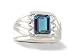 14K White Gold Emerald-cut Created Alexandrite and Diamond Men's Ring
