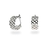 Eve's Addiction Sterling Silver Lattice Huggie Earrings