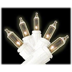 Set of 50 Clear Commerical String Lights - White Wire