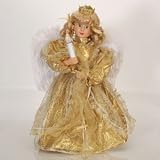 24 Animated and Lighted Gold Angel With Candle Christmas Figure