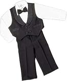 Just Darling ~ Boys Fancy Black Vest~ mini tuxedo set ~ 12 Months 2T/3T/4T Boys Toddler