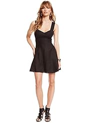 Sweetheart Linen/Polyester/Spandex Fit-and-Flare Cutout Sleeveless  Dress