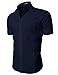 H2H Men's Wrinkle Free Slim Fit Button-down Short Sleeve Shirt