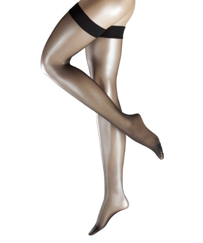 Falke Women's Fond De Poudre Matt Stay Up Thigh High Stocking, Black, Large/10.5-11